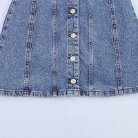 Robe Courte en Jean MYST&ZA pour Femme, Nouvelle Collection Été 2026, Tendance et Polyvalente, Col Rond, Sans Manches, Boutonnage Simple 0108035