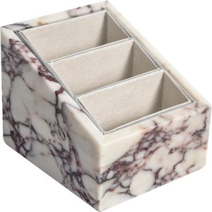 Natural Marble <b>Vanity</b> Organizer with 3 Compartments, Multifunctional Desk Caddy for <b>Makeup</b>, Remote Control Holder for Livingroom - Product Image 4