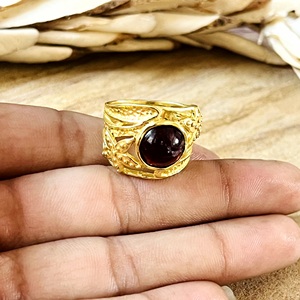 Market Favorite Boho Floral <b>Garnet</b> <b>Ring</b> Tribal Brass <b>Rings</b> Women 18k Gold Plated Floral Vintage <b>Ring</b> Jewelry Wholesale/OEM/ODM - Product Image 2