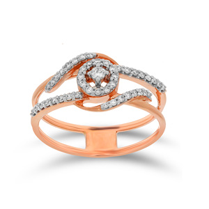 แหวน Luxe Diamanté Cascade สีโรสโกลด์ ประดับคริสตัลแบบ Halo Infinite และแหวน Trilogy สีโรสโกลด์ประดับกลุ่มพลอย - Product Image 1