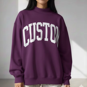 เสื้อสเวตเชิ้ตผู้หญิงแขนยาวคอเต่า สไตล์ลำลองสำหรับฤดูหนาว ผลิตจากผ้าโพลีเอสเตอร์ผสมคอตตอน ทรงหลวม ปักโลโก้ด้านหน้า - Product Image 1
