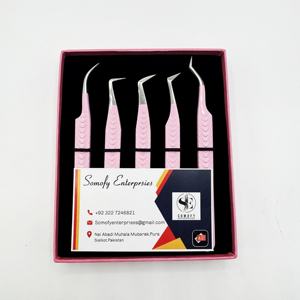 Pinzas profesionales para pestañas de acero inoxidable de alta calidad, nuevo diseño de agarre, punta fina duradera, longitud de 10mm para pestañas de volumen fácil - Product Image 1