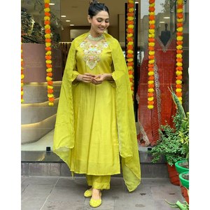 Conjunto de Fiesta de Manga Larga JC para Mujer, Top y Pantalón de Chifón con Dupatta, Talla XL - Product Image 4