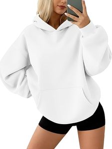 Sudadera Corta con Capucha Blanca para Mujer, Manga Larga, Estilo Casual Urbano, Tejida, 100% Algodón, Transpirable, Sin Forro, para Otoño - Product Image 2