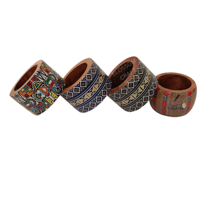 Anillos de Servilleta de Madera de Alta Calidad con Diseños Creativos de Adhesivos Esmaltados, Decoración de Mesa Pintada a Mano, Accesorios Únicos - Product Image 1