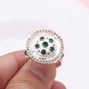 Women's <b>Ring</b> Natural <b>Emerald</b> Gemstone & Real Diamond May Month Birthstone 925 Solid Sterling <b>Silver</b> Birthday Jewelry Wholesale - Product Image 5