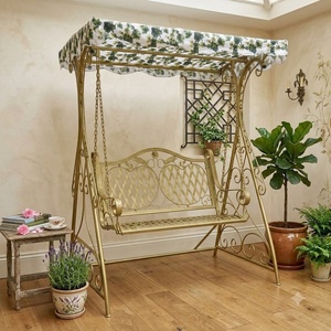 Balançoire de jardin en fer forgé galvanisé à chaud, robuste, 3 places, pour extérieur - Product Image 4