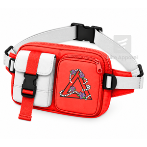 Sac banane personnalisé Delta Sigma Theta, rouge et blanc, style décontracté, logo brodé et poche zippée, pour femme, vêtements grecs. - Product Image 2
