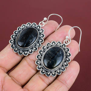 Handmade 925 Sterling Silver Drop <b>Earrings</b> with Pietersite Unique <b>Heart</b>-shaped Birthstone Jewelry Perfect Party Gifts for Mom - Product Image 1