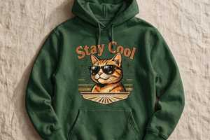 Sudadera con Capucha para Hombre con Estampado de Gato Genial, Diseño Moderno, Corte Regular Informal, Felpa de Algodón Transpirable, con Bolsillo, para Invierno - Product Image 3