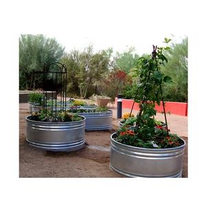 <b>Galvanized</b> Planter Tub for Home Decor Metal Iron <b>Galvanized</b> Oval Shape Belly Raised Planter Tub Decorative Embossed Design - Product Image 2