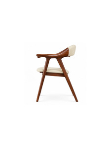 Fauteuil en bois massif de style mid-century avec siège rembourré et dossier incurvé, meubles modernes pour salle à manger et salon - Product Image 4
