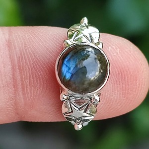 <b>Labradorite</b> Bezel Setting <b>Ring</b> 925 Sterling Silver Handmade Boho Grey Statement Natural Gemstone Wedding Party Jewelry Women - Product Image 3