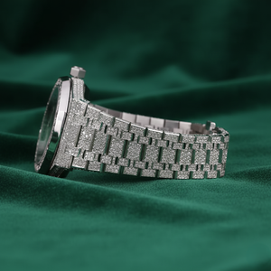 Reloj de Lujo Cronógrafo con Moissanita, Oro Rosa y Plata, Completamente Adornado con Piedras, Movimiento de Cuarzo, Resistente al Agua 3 Bar - Product Image 2