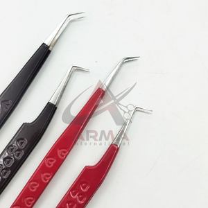 Pinzas para Extensión de Pestañas de 45 y 90 Grados, Rojas, Brillantes, Lisas, de Acero Inoxidable Sostenible, Antimagnéticas y Duraderas, Gran Venta - Product Image 4