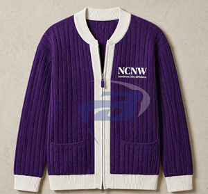 NCNW Sorority <b>Cardigan</b> <b>Sweater</b> Purple & white Embroidery Stylish College Apparel for Women Knitwear Casual Acrylic Knit <b>Sweater</b> - Product Image 1