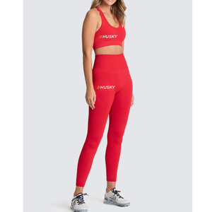 Ensemble de sport côtelé HUSKY pour femme : Soutien-gorge de sport et leggings bleus sans coutures, respirants, dos nageur, col rond, maintien élevé - Product Image 6