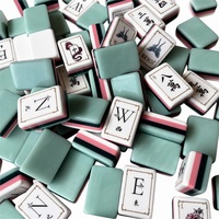 Set Ubin Mahjong Akrilik Motif Ukiran Modern Mewah Kelas Atas Portabel untuk Permainan Meja Akhir Pekan