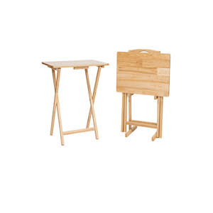 Set di 2 Tavolini Pieghevoli Moderni per TV con Ripiano Portaoggetti in Legno di Gomma Naturale 19"L X 14.5"W X 26"H per Soggiorno Uso Interno - Product Image 1
