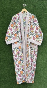 Robe Kimono en Coton Fleurie Faite à la Main pour Femme, 240g, Manches Longues, Ceinturée, Col en V, Tenue Décontractée de Nuit Printemps/Été, Peignoir de Resort - Product Image 2