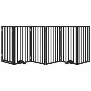 Barrière pliable pour chien à 6 panneaux avec porte, 118,1 pouces, en bois de peuplier noir, barrières et enclos pour animaux de compagnie - Product Image 3