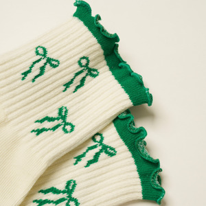<b>Custom</b> Logo Anti Slip Yoga <b>Socks</b> Crew Ruffle Bow <b>Grip</b> Non Slip Pilates Dance <b>Socks</b> - Product Image 2