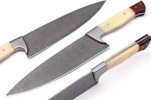 Cuchillo de Chef de Acero de Damasco Forjado a Mano de 8 Pulgadas con Mango Personalizado de Hueso y Madera, Cuchillos de Cocina Profesionales de Acero con Alto Contenido de Carbono - Product Image 2