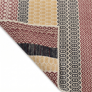 Tapis à rayures géométriques ivoire, moutarde, rouge et noir, motif tribal répétitif, tapis d'appoint pour salon, chambre et hôtel - Product Image 6