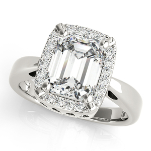 Anillo de Compromiso con Halo de Diamantes Cultivados en Laboratorio con Corte Esmeralda, Certificado por IGI, Chapado en Rodio, Oro de 10K, 14K, 18K, Plata 925, 935, Regalo - Product Image 3