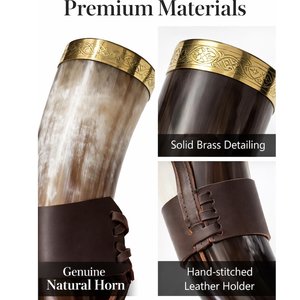 Nuevo Producto: Cuerno Vikingo Medieval para Beber, Tallado a Mano, Pulido, de Cuerno de Vaca, con Diseño Romántico, Soporte a Juego y Soporte de Cuero - Product Image 5