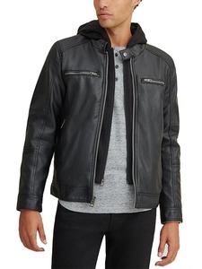 Chaqueta de Cuero Sintético con Capucha Desmontable - Product Image 1