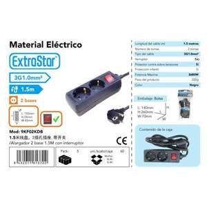 Prise à 2 trous noire de 1,5 m avec interrupteur, pièces pour appareils électroménagers - Product Image 3