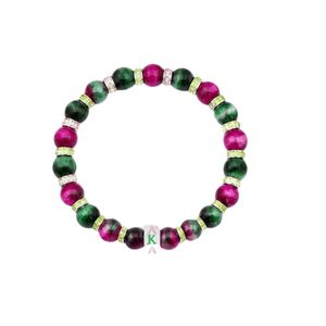 สร้อยข้อมือหินธรรมชาติ หินไทเกอร์อาย สีชมพู สีเขียว เครื่องประดับแฟชั่น สร้อยข้อมือเสน่ห์ ของขวัญสุดหรูหรา สำหรับผู้หญิง - Product Image 1