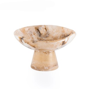 Bol en résine de designer haut de gamme avec support surélevé et ensemble de soucoupes de service pour la décoration intérieure contemporaine et les cadeaux de luxe - Product Image 1