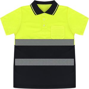2025 Polo de poche à manches courtes haute visibilité réfléchissant jaune/marine vêtements de sécurité taille L - Product Image 2