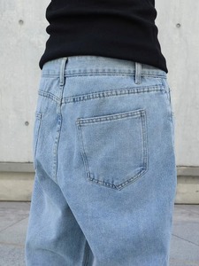 Spring Autumn <b>Men</b> <b>Baggy</b> Jeans Oversize Straight Loose Casual Denim <b>Trousers</b> Solid Color Loose Fit Mid Waist Casual Cotton Woven - Product Image 4