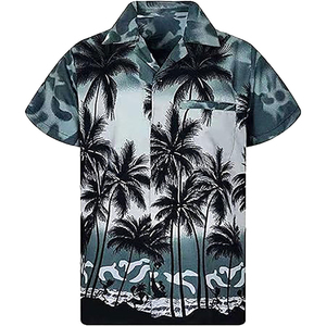 เสื้อฮาวายผู้ชายสั่งทำขายส่ง วินเทจ ชายหาด สบายๆ ผ้าฝ้ายผสมโพลีเอสเตอร์ พิมพ์ลายดิจิทัล ผ้าเรียบ กันยับ แห้งเร็ว ระบายอากาศได้ดี - Product Image 2
