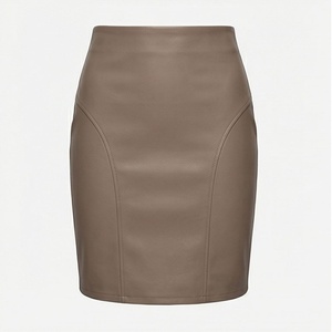 Women High Waist Faux Leather Mini Pencil <b>Skirt</b> Solid Color <b>Tight</b> Fit Minimalist Style All Seasons Wear - Product Image 1