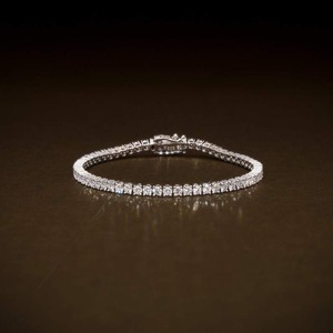 Bracelet tennis en argent sterling 925 avec diamants Moissanite VVS, baguette et ronds, serti de pierres, bijoux de luxe pour femme, à porter au quotidien, pièce maîtresse - Product Image 1