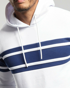 Sudadera con Capucha Blanca a Rayas para Hombre con Bolsillo Frontal y Texto Personalizable, Sudaderas con Capucha y Pantalones Deportivos para Hombre - Product Image 4