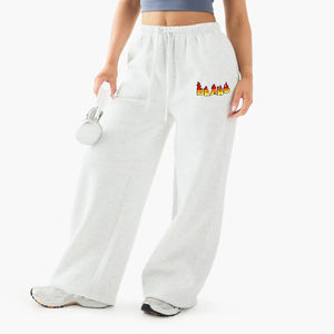 กางเกงวอร์มผู้หญิงผ้าฝ้าย 100% ทรงหลวมสุดฮิต พร้อมโลโก้พิมพ์ลายตามสั่ง สีพื้น มีกระเป๋าข้าง สำหรับฤดูหนาว - Product Image 1