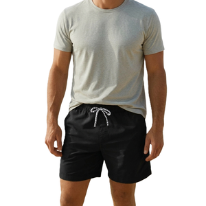 Pantalones Cortos Deportivos Personalizados para Hombre, Color Negro, Cintura Elástica con Cordón, Secado Rápido, Bermuda Casual, 100% Poliéster, Shorts de Baño - Product Image 3