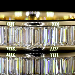 Bague de fiançailles éternelle sertie de diamants baguette cultivés en laboratoire, plaquée rhodium, or 10K 14K 18K, argent 925 935 - Product Image 2