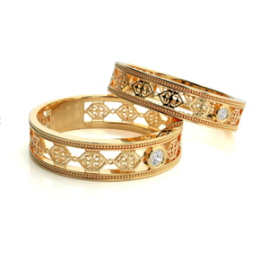 925 Sterling Silver Gold Plated Filigree <b>Couple</b> <b>Rings</b> - Product Image 3