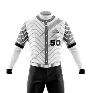 Uniformes de baseball en polyester respirant à vendre en gros, logo personnalisé imprimé, service OEM de haute qualité - Product Image 5