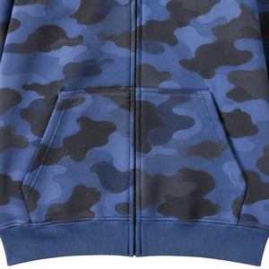 Sudadera con capucha azul sólida con cremallera frontal completa para mujer, de ajuste regular, de algodón tejido, estilo urbano ecológico para invierno - Product Image 4