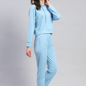 Women's Custom Logo Thick Fleece Breathable Fit 100% Cotton Pullover Tracksuit 2-Piece <b>Set</b> Winter Casual Solid Jogging Cotton - Product Image 4