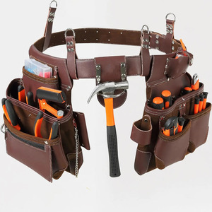 Ceinture à outils en cuir de qualité supérieure avec plusieurs poches organisatrices, support sécurisé pour marteau, coutures durables, réglable, à prix abordable - Product Image 1