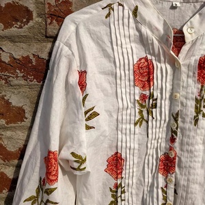 ชุดเดรสยาวปานกลางสำหรับผู้หญิง พิมพ์ลายด้วยมือ ผ้าฝ้ายอินเดีย 100% พร้อมเทคนิคการปักแบบอินเดีย สไตล์ทูนิก - Product Image 2