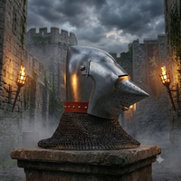 Casco Medieval con Diseño de Cara de Cerdo, Hecho a Mano, Armadura de Caballero de Metal, Usable, para Cosplay LARP, Réplica Histórica, Venta al Por Mayor